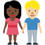 男女牵手：深色肤色，中浅肤色emoji素材一 160x160像素