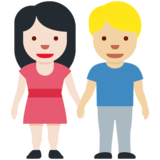 男女牵手：浅肤色，中浅肤色emoji素材一 160x160像素