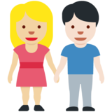 男女牵手：中浅肤色，浅肤色emoji素材一 160x160像素