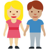 男女牵手：中浅肤色，中浅肤色emoji素材一 160x160像素
