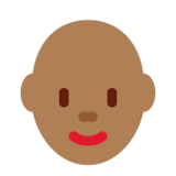 女性：中黑肤色，秃顶emoji素材一 160x160像素
