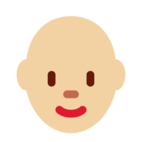 女性：中浅肤色，秃顶emoji素材一 160x160像素
