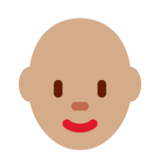 女性：中等肤色，秃顶emoji素材一 160x160像素