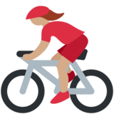 女子自行车运动：中等肤色emoji素材一 160x160像素