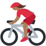女子自行车运动：中等深色肤色emoji素材一 160x160像素