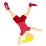 侧手翻的女人：中浅肤色emoji素材一 160x160像素