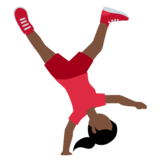 侧手翻的女人：深色肤色emoji素材一 160x160像素