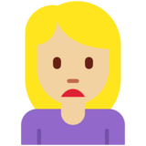 女人皱眉：中等浅肤色emoji素材一 160x160像素