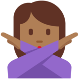 打“不”手势的女人：中黑肤色emoji素材一 160x160像素