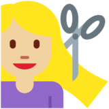 女士理发：中等浅肤色emoji素材一 160x160像素