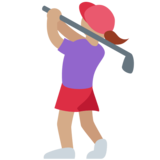 女子高尔夫：中等肤色emoji素材一 160x160像素