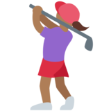 女子高尔夫：中黑肤色emoji素材一 160x160像素