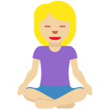 打坐的女人：中浅肤色emoji素材一 160x160像素