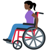 坐在手动轮椅上的女人:深色肤色emoji素材一 160x160像素
