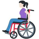 坐在手动轮椅上的女性：浅肤色emoji素材一 160x160像素