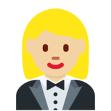 穿燕尾服的女人：中等浅肤色emoji素材一 160x160像素