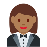 穿燕尾服的女人：中等深色肤色emoji素材一 160x160像素