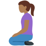 跪着的女人：中黑肤色emoji素材一 160x160像素