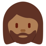 有络腮胡子的女人: 中等-深肤色emoji素材一 160x160像素