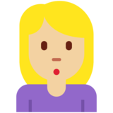 女性撅嘴：中等浅肤色emoji素材一 160x160像素