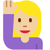 举手的女人：中等浅肤色emoji素材一 160x160像素
