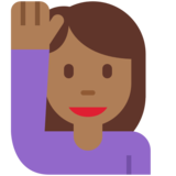 举手的女人：中等深色肤色emoji素材一 160x160像素