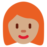 女性：中等肤色，红发emoji素材一 160x160像素