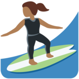 女子冲浪：中黑肤色emoji素材一 160x160像素