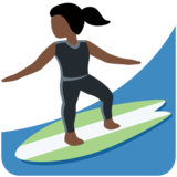 女子冲浪：深色肤色emoji素材一 160x160像素