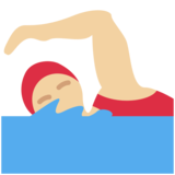 女子游泳：中浅肤色emoji素材一 160x160像素
