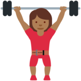 女性举重：中等深色肤色emoji素材一 160x160像素