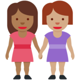 女性牵手：中深色肤色，中肤色emoji素材一 160x160像素