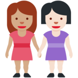 女性牵手：中等肤色，浅肤色emoji素材一 160x160像素