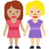 女性牵手：中等肤色，中等肤色emoji素材一 160x160像素