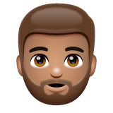 男士：中等肤色，胡须emoji素材一 160x160像素