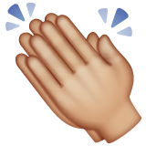 拍手：中等浅肤色emoji素材一 160x160像素