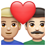 情侣: 男人男人中等-浅肤色较浅肤色emoji素材一 160x160像素