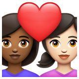 情侣: 女人女人中等-深肤色较浅肤色emoji素材一 160x160像素