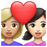 情侣: 女人女人中等-浅肤色较浅肤色emoji素材一 160x160像素