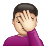 单手捂脸的人：浅肤色emoji素材一 160x160像素