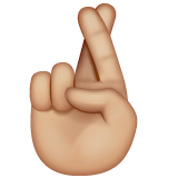 交叉的手指、比心：中等浅肤色emoji素材一 160x160像素