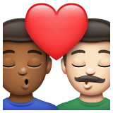 亲吻: 男人男人中等-深肤色较浅肤色emoji素材一 160x160像素