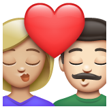 亲吻: 女人男人中等-浅肤色较浅肤色emoji素材一 160x160像素