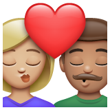 亲吻: 女人男人中等-浅肤色中等肤色emoji素材一 160x160像素