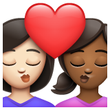 亲吻: 女人女人较浅肤色中等-深肤色emoji素材一 160x160像素