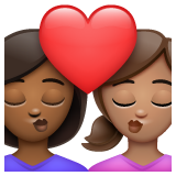 亲吻: 女人女人中等-深肤色中等肤色emoji素材一 160x160像素