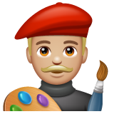 男艺术家：中浅肤色emoji素材一 160x160像素