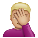 单手捂脸的男人：中等浅肤色emoji素材一 160x160像素