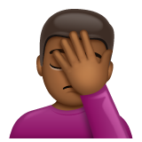 单手捂脸的男人：中等深色肤色emoji素材一 160x160像素
