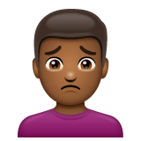 男人皱眉：中黑肤色emoji素材一 160x160像素